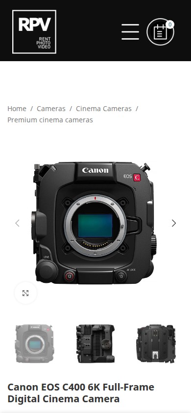 Η σελίδα Canon C400 σε κινητό