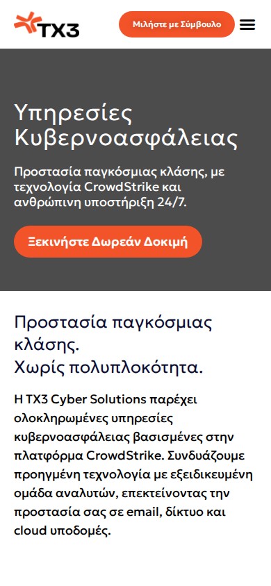 TX3 Cyber Solutions — The services (mobile)
